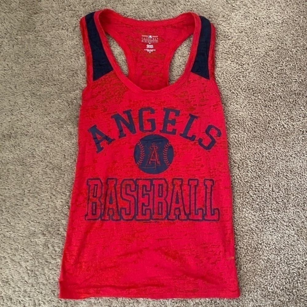 ANGELS Baseball Burnout MLB Red Tank Top Women’s XS